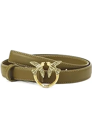 Pinko Love Berry H2 Belt Vitello Set Cintura, (V62q_Verde Abete-Antique Gold), L Donna