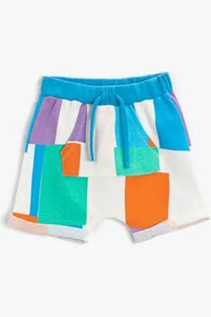 Koton Shorts Drawstring Elastic Waistband Color Block Kangaroo Pocket Pantaloncini, (Misto), 2-3 Anni Baby Boys