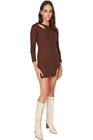 Trendyol Woman Mini Bodycon Crew Neck Knit Dress Vestito, , XS Donna