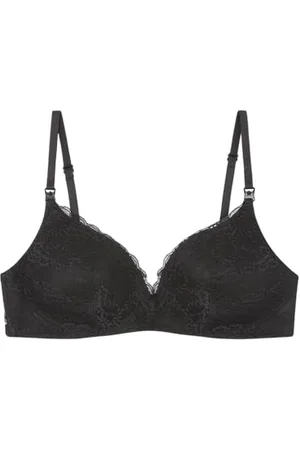 Women secret Black Lace Triangle Maternity Breastfeeding Bra Reggiseno Imbottito, 90B Donna