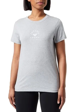Emporio Armani Iconic Stretch Cotton Logoband Loungewear T-Shirt, T-Shirt Donna, (Light Grey Melange), L