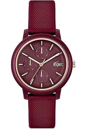 Lacoste Orologio Analogico Multifunzione al Quarzo da Donna Collezione .12.12 MULTI con Cinturino in Silicone Bordeaux - 2001328