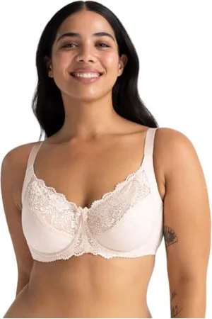 Dorina Philippa Reggiseno Donna con Ferretto, Tessuto Micro Jacquard con Dettagli in Pizzo, Ali a U, Elastico Picot Lucido e Fiocco in Raso, Nudo