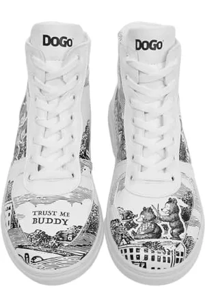Dogo Women Vegan Leather White High Top Sneakers - Trust Me Buddy Design
