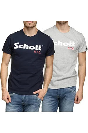 Schott NYC Ts01Mclogo, T-shirt Uomo, (Navy/Grey), XXL