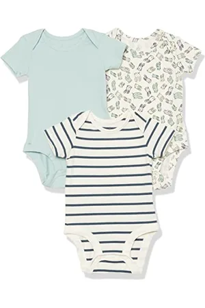 Amazon Body a Maniche Corte in Jersey di Cotone Elasticizzato (precedentemente Amazon Aware) Unisex Bimbi, Pacco da 3, , 12 Mesi