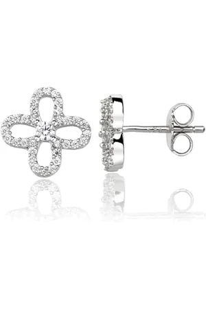 MONTEVERDI MONJ-ER0021 - Orecchini da donna a forma di fiore, larghezza 9,6 mm, in sterling 925 rodiato, Eine Größe, sterling, Nessuna pietra preziosa