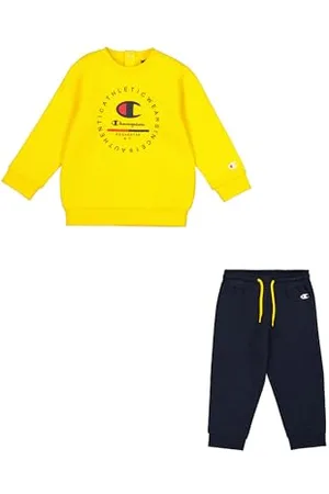 Champion Legacy Graphic Shop TD (306847) -Ultra-Light Soft Compact Powerblend Fleece Crewneck Completo, (LMN/NNY), 9 Mesi Bambino