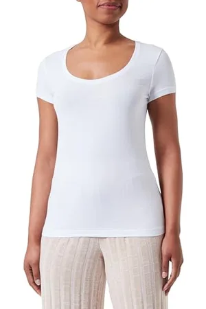 Emporio Armani Studs Stretch Cotton Loungewear T-Shirt, T-Shirt Donna, (White), M