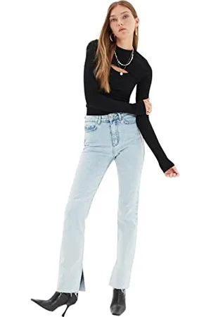 Trendyol High Waist Slim Flare Jeans with rip, 32 da Donna