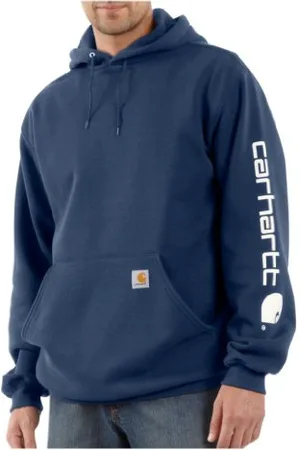 Carhartt Loose Fit Midweight Logo Sleeve Graphic Sweatshirt, Felpa con cappuccio Uomo, (New Navy), S