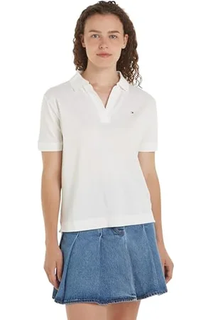 Tommy Hilfiger Maglietta Polo Maniche Corte Donna Regular Fit, (Ecru), S