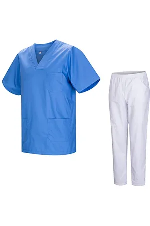MISEMIYA Uniformi Unisex Set Camice – Uniforme Medica con Maglia e Pantaloni Uniformi Mediche Camice Uniformi sanitarie 817-8312-BLANCO - X-Large