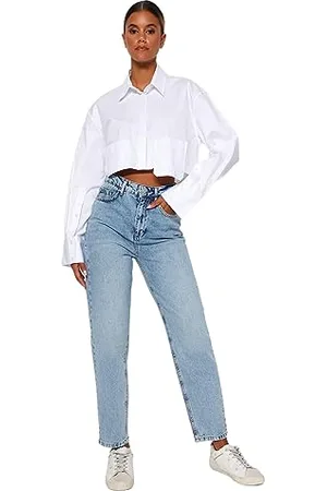 Trendyol Light Blue High Waist Mom Jeans Twoaw24je00076, , 40 Donna