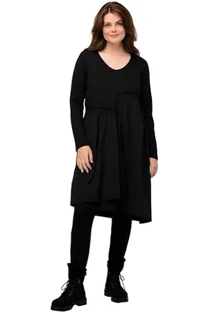 Ulla Popken Abito Svasato con Tessuto Asimmetrico Vestito, , 52-54 Donna