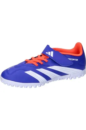 adidas Predator Club Hook-And-Loop J Football Boots Turf, Scarpe da Calcio Unisex-Adulto, Lucid Blue/Cloud White/Solar Red, 38 2/3 EU