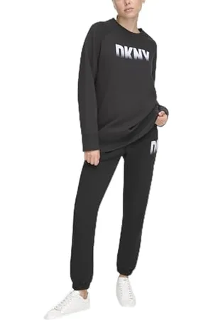 DKNY Fade Away Logo Relax Trousers Pantaloni della Tuta, Black, XS da Donna