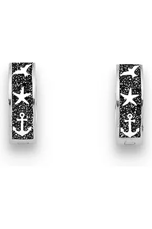 DUR Gioielli a cerchio MARITIM sabbia lavica, argento 925 rodiato (O5425), 15 x 5 mm, sabbia da spiaggia, Nessuna pietra preziosa