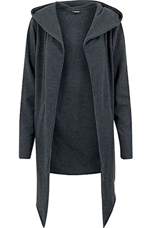 Urban classics Uomo Cardigan Giacca Cappuccio, Maglione Manica Lunga, Invernale Asimmetrico, 100% Cotone, Stile Casual, Colore: carbone, Taglia: S