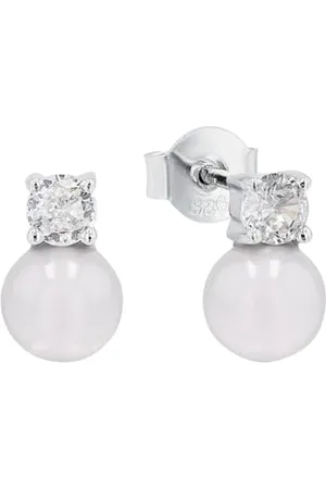 Amor Orecchini 925 Sterling per Donna, con Zirconia sintetica, con Perla di Nacchero, 1 cm, , Confezionato in Scatola Regalo per Gioielli, 2016100