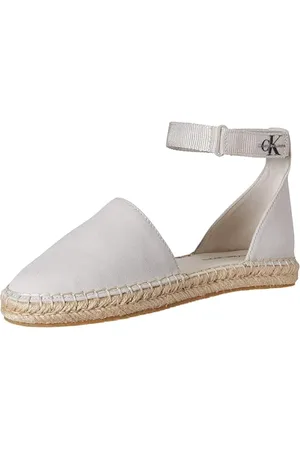 Calvin Klein Jeans Donna Espadrillas Ankle Scarpe in Tela, Bianco (Creamy White/Bright White), 38