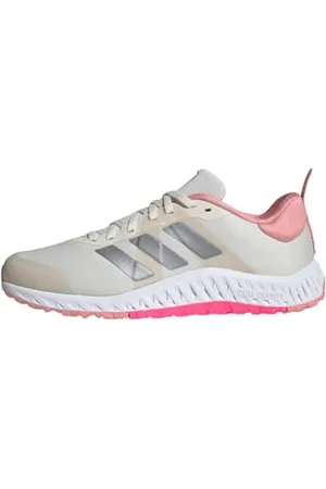 adidas Everyset Trainer Shoes, Scarpe da Ginnastica e da Allenamento Donna, Chalk White/Iron Metallic/Lucid Pink, 44 EU
