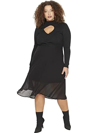 Trendyol Donna Midi A-Line Intrecciato Plus Size Gonna, , 74