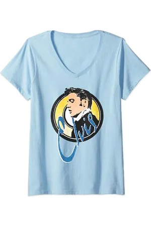 Elvis Presley Official Vintage Circle Maglietta con Collo a V