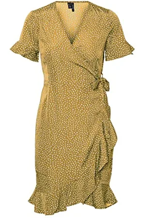 VERO MODA VMHENNA 2/4 Wrap Frill Dress Noos Abiti Corti, , S da Donna