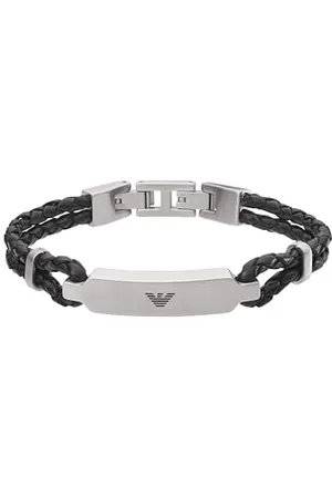 Emporio Armani Bracciale Da Uomo, Lunghezza Interna: 185 mm, Id Dimensione: 40X5 mm Bracciale In Acciaio Inox Argento, EGS2719040