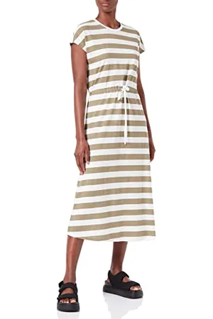 ONLY Onlmay S/S Midi Stripe Dress Jrs Vestito, Sirena/Strisce: Cloud Dancer (Kia), M Donna
