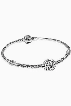 PANDORA Moments 590702HV-21+791872 - Braccialetto a maglia di serpente con ciondolo a forma di infinito aperto, in Sterling, 21 cm, 21 cm, , Nessuna pietra preziosa