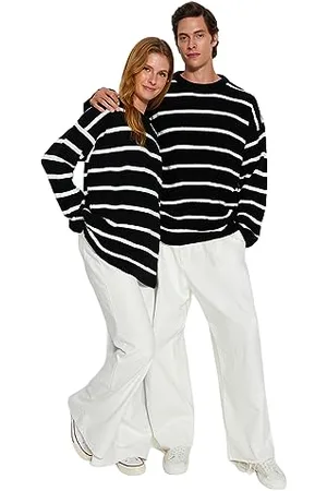 Trendyol Man Oversize Basic Crew Neck Knitwear Sweater Maglione, Black, S Uomo
