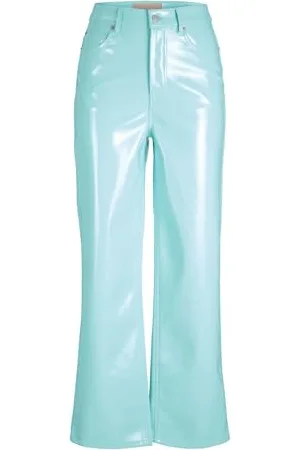 JJXX Jxkenya HW - Pantaloni in Finta Pelle, Aruba Blue/Detail:Shiny - Long, M Donna