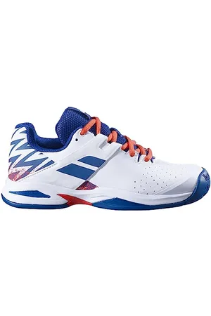 Babolat Scarpe da Tennis per Bambini AC Jr, Propulse all-Court per Bambini, aderenza, Ammortizzazione e Durata, Ampia Cinghia Avvolgente, Suola Ortholite Traspirante, Marca Francese, Bianco/Estate