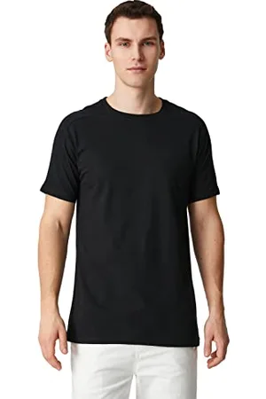 Koton T-Shirt Girocollo a Maniche Corte Slim Fit, (999), S Uomo