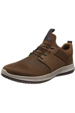 Skechers DELSON Axton, Sneakers Uomo, Pelle Marrone Scuro, 39 EU