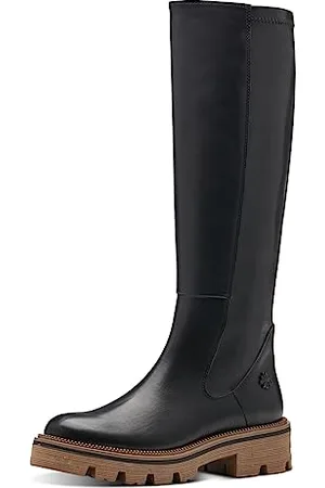 Marco Tozzi By Guido Maria Kretschmer Stivali Alti Donna senza Tacco in Pelle Sintetica Altezza Ginocchio, Nero (Black/Nature), 38 EU