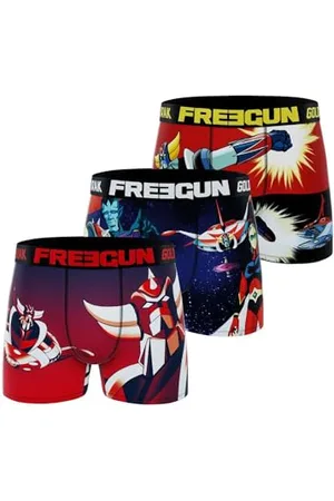 Freegun Boxer Uomo, senza deformazione e rete aerata, set di 3, Rosso, Grigio, Blu, Nero, Taglie M