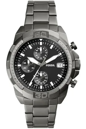 Fossil Orologio Bronson da uomo 44 mm, movimento cronografo al quarzo, cassa in acciaio inossidabile fumé da 44 mm con bracciale in acciaio inossidabile, FS5852