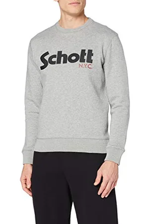 Schott NYC Swcrew Felpa, (Heat.Grey Heat.Grey), XX-Large Uomo