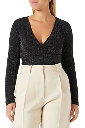 Pieces® Pclina LS Cropped V-Neck Top Maglietta a Maniche Lunghe, , S Donna