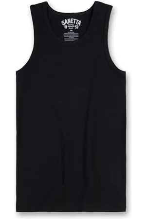 Sanetta Unterhemd Schwarz Canottiera, Super Black, 188 Bambino
