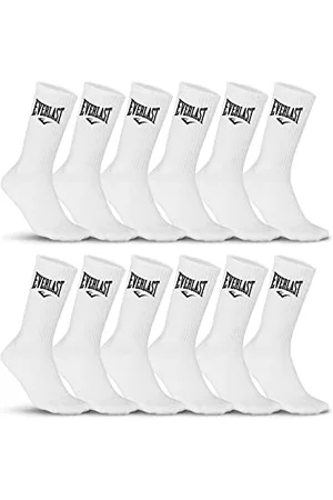 Everlast Calzini Uomo Resistente, Set di 12 Calze Sportive Uomo, Comodo e Morbide, Bianchi, Taglie 43/46