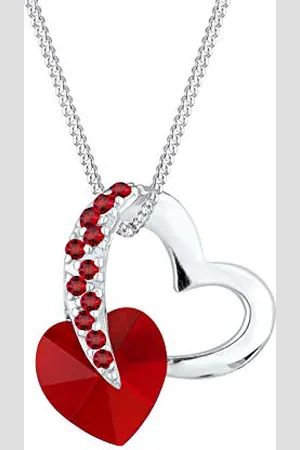Elli Collana Herz Love Rosa Kristalle 925 Silber