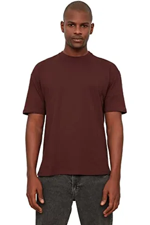 Trendyol Maglietta a Maniche Corte da Uomo, in 100% Cotone, con Colletto Fitness Rilassato T-Shirt, , S