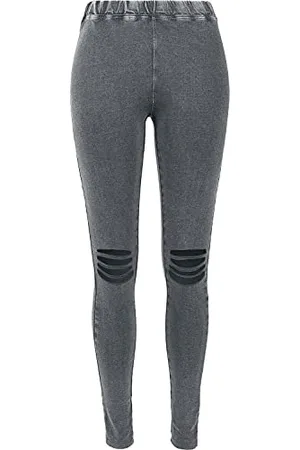Urban classics Ladies Cutted Knee Leggings, Donna, Schwarz (Acid Black 706), Large