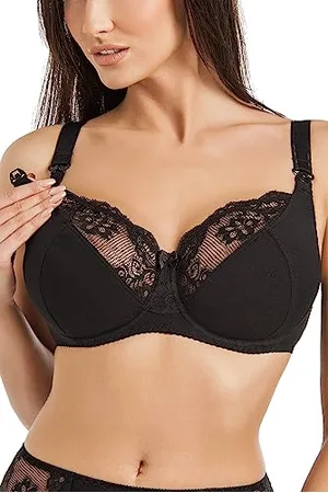 Teyli Reggiseno Allattamento Donna con Ferretto Spalline Regolabili - Reggiseno Allattamento Cotone Finiture in Pizzo - Reggiseno Allattamento 5D