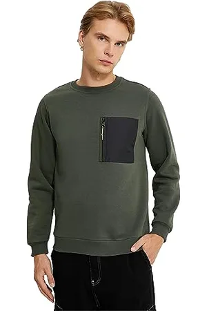 Koton Felpa con Zip con Dettaglio a Girocollo Maglia di Tuta, (858), L Uomo