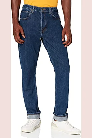 Lee Uomo Brooklyn Straight Jeans, (Dark Stonewash), 48W / 34L